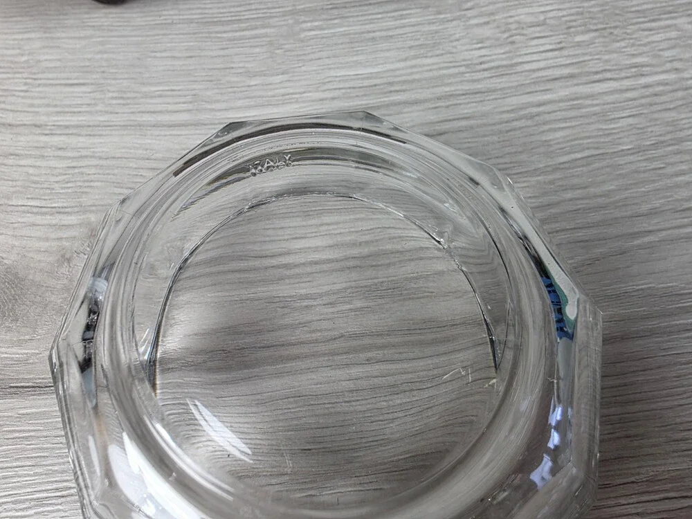 Vintage Clear Glass Decagon Faceted Serving Bowl 4.25